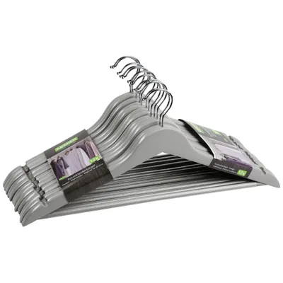 Produktbild von KESPER Kleiderbügel 12er Pack – Formbügel aus -em Lotusholz – Breite 44,5 cm – langlebig & rutschfest – 67166 grau