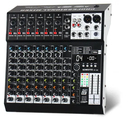 Zdjęcie produktu dla Mikser audio, 8-kanałowy, profesjonalna konsola mikserska z 99 efektami DSP
