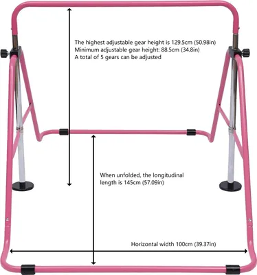 Image de Barre de gymnastique, réglable en hauteur, design pliable, rose