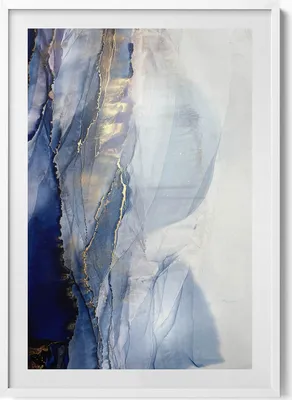 Produktbild von Abstraktes mit Gold– Wandbild mit Rahmen – Gerahmtes Bild  – Wanddekoration – 70x100 cm –  Weiß Rahmen