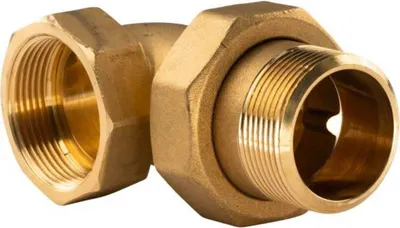 Produktbild von Messing Gewinde-Fitting Winkelverschraubung 90° flachdichtend 1 1/2'IG - 1 1/2'AG (DN 40) - schwere Ausführung