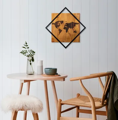 Produktbild von Wallity, World- SKL2120, Nussbaumfarbe,Schwarz, Sonstige Wohndekorationen, 54 x 54 cm, 50% Holz (Dicke: 1