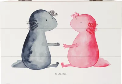 Produktbild von Mr. & Mrs. Panda Holzkiste Axolotl Liebe 22 x 15 cm - Weiß - Geschenk, Valentinstag, Kiste, Freund, Lurch, fotobox, Geschenkbox, Schatzkiste, holz, Box
