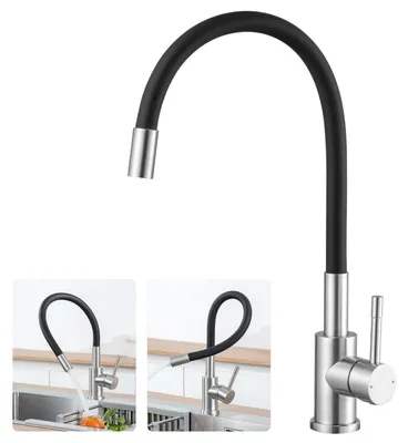 Obrázek produktu pro Kuchyňská baterie, černá, otočná o 360°, pro vysoký tlak, nerezová ocel, jednopáková