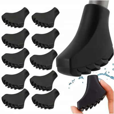Produktbild von Nordic Walking Spitzen 12er Set 11mm Gummipuffer Trekkingstock Spitzen rutschfest universal für Wanderstöcke & Trekking
