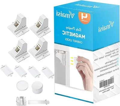 Obrázek produktu pro Magnetická dětská pojistka na skříňky, samolepicí, balení po 4 kusech