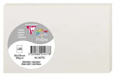 Produktbild von Clairefontaine 1477C, Standard-Grußkarte, Grau, 210 g/m², 128 mm, 82 mm, Frankreich