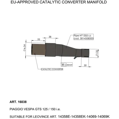 Image de Tuyau de raccordement LeoVince Tuyau d'échappement SBK avec catalyseur, avec homologation
