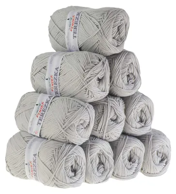 10 x 50g Strickgarn TEREZKA 100% Baumwolle, grau