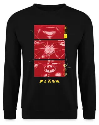 Produktbild von Spreadshirt The Flash Anzüge Supergirl Flash Batman Mit Logos Uni Pullover, XL, Schwarz