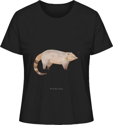 Produktbild von Mr. & Mrs. Panda Basic Shirt Damen Nasenbär Größe M - Schwarz - Geschenk, Oberteil, Lustige Sprüche, Rüsselbär, T-Shirt, Bär, Kurzarmshirt, Nasenbären