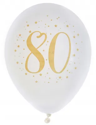 Produktbild von 8 Ballons Geburtstag Jubiläum 80 weiß gold