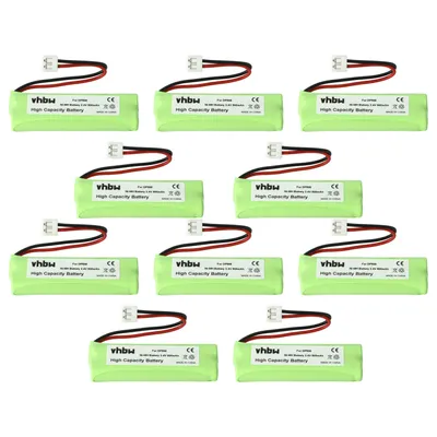 Produktbild von vhbw 10x Akku kompatibel mit Binatone iDect M5i, M3i schnurlos Festnetz Telefon (500 mAh, 2,4 V, NiMH)