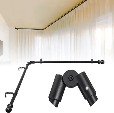 Productafbeelding van Gordijnroede 76-345 cm, 25 mm, mat zwart staal, voor slaapkamer