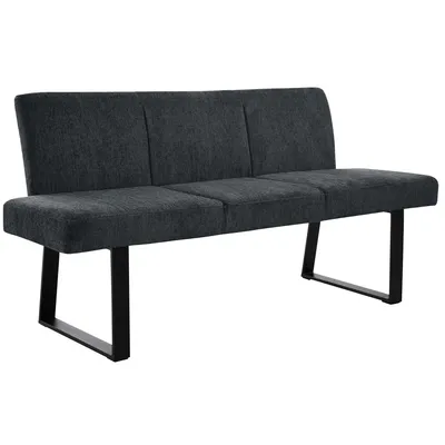 Produktbild von BEAUTYSOFA | Küchenbank VELTO Graphit Bouclé-Stoff, Polsterbank mit Rückenlehne, Esszimmerbank mit Metallkufen, moderne Sitzbank für Küche & Esszimmer