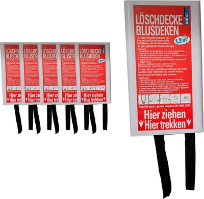 Produktbild von Feuerlöschdecke, Löschdecke, Feuerschutzdecke, Notfall-Überlebens-Sicherheitsabdeckung für Küche, Fiberglasdecke, 110 x 110 cm, Menge:6 Stück