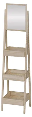 Image de Etagère beige élégante avec miroir en bois et verre