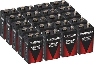 Produktbild von 20x Kraftmax Lithium 9V Block Hochleistungs- Batterien für Rauchmelder Feuermelder - 10 Jahre Batterie Lebensdauer