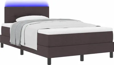 Obrázok produktu pre Posteľ s pružinovým rámom s LED Tmavohnedá 120 x 200 cm látka