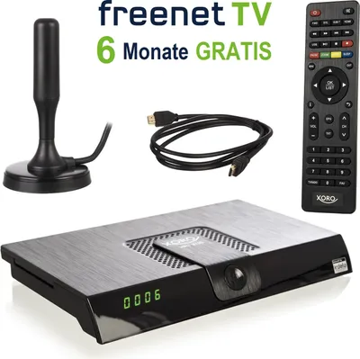 Produktbild von Xoro DVB-T2 Receiver Schwarz, PVR-Ready mit USB-Aufnahme & Timeshift, freenet TV (Irdeto), EPG, Videotext, USB Mediaplayer, Full HD (H.265 HEVC) fähig, 5V Antennenspannung
