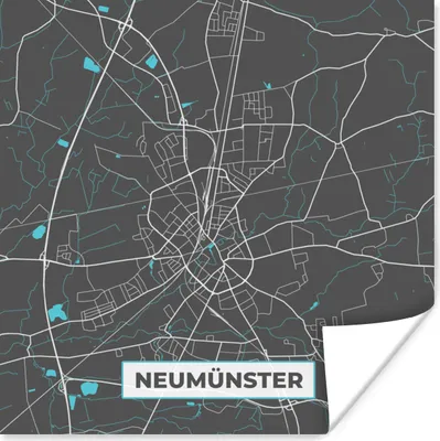 Produktbild von MuchoWow® Poster Deutschland - Blau - Neumünster - Stadtplan - Karte 100x100 cm - Babyzimmer