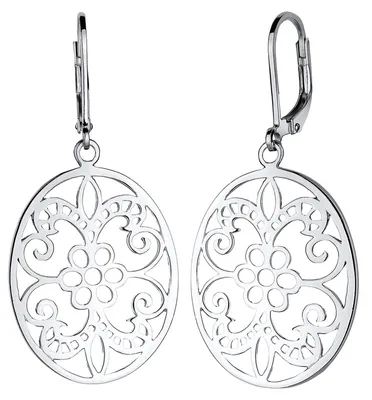 Image de Boucles d'oreilles pendantes pour femmes, ornements floraux, en argent sterling 925