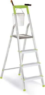 Produktbild von Famanu Haushaltsleiter 5 Stufen - Klappbare Leiter - Rutschfeste Stufen - Stabil und Sicher - Leichtgewicht Aluminium
