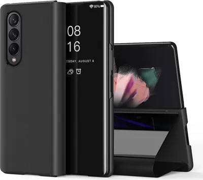 Image de Etui pour Galaxy Z Fold 3 5G, étui miroir avec fonction stand noir