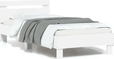 Produktbild von vidaXL Bettgestell mit Kopfteil und LED-Leuchten Weiß 90x200 cm