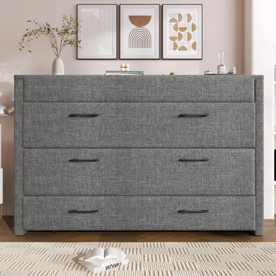 Produktbild von Merax Schrankbett 140x200cm, Wandbett mit USB & Typ-C, 1 Schublade, Umbaubar und Mobil Klappbett, Wandklappbett, Plattformbett, Leinen, Grau
