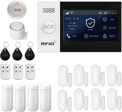 Immagine prodotto di Sistema di allarme domestico, connettività wireless, automazione intelligente, GSM 2G WiFi Kit E, spina UE