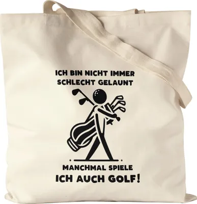 Produktbild von Ich bin nicht immer schlecht gelaunt manchmal spiele ich auch Golf Silhouette Golfbag Jutebeutel