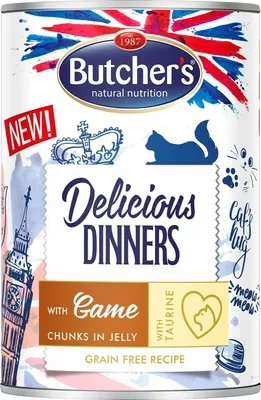 Zdjęcie produktu dla BUTCHER'S Delicious Dinners Kawałki z jeleniem w galaretce - mokra karma dla kotów - 400g