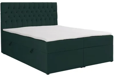 Obrázok produktu pre Selsey Daissy - Skriňová posteľ 140×200 s matracom a topperom, zamat, fľaškovo zelená