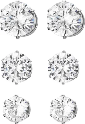 Produktbild von Magnet Ohrringe Set für Herren Damen, Edelstahl Zirkonia Magnetische Ohrstecker Fake Plug Tunnel Ohrclip Non-piercing Clips Ohne Ohrloch