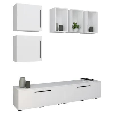 Produktbild von TV møbler | Levende væg med tilstrækkelig opbevaringsplads | Monteret væg | Dimensioner H. 200 x B. 190 x D. 40 cm | Fernseh Møbler – Arila L