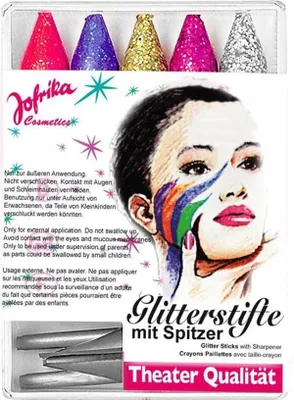 Produktbild von Jofrika Cosmetics Glitterstifte mit Spitzer, Make-up-Set für Kinder, Mehrfarbig