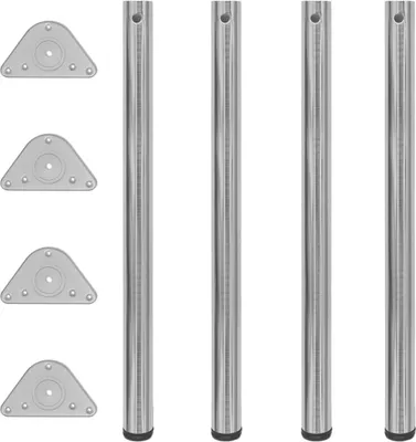 Obrázok produktu pre 4 výškovo nastaviteľné nohy stola brúsený nikel 870 mm