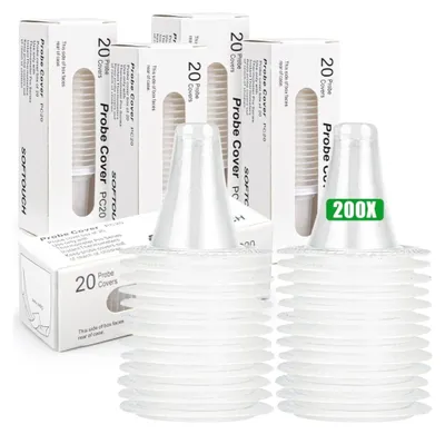 Produktbild von 200 Stück Braun Fieberthermometer Schutzkappen, Braun Fieberthermometer Ohr, Thermometer Ohren, Ersatzschutzkappen für alle Braun Ohrthermometer