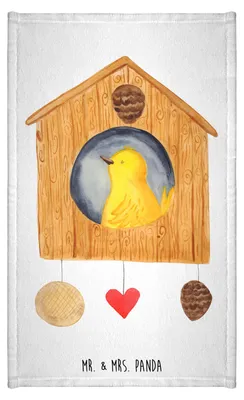 Produktbild von Mr. & Mrs. Panda Handtuch Vogel Haus - Weiß - Geschenk, Castle, Baumwollhandtuch, Kleines, badezimmer, Vögel, Familie, Lustige Sprüche, Wohnung, Zuhause, Klein
