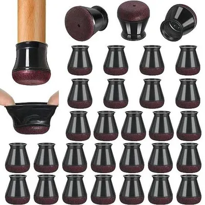 Produktbild von Famanu Stuhlbeinschutzkappen mit Filz - 32 Stück Schwarz