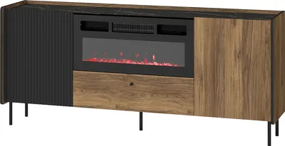 Produktbild von Komoda PRESTIGO P16 Sideboard 180x79x40 cm 2 Türen 1 Schublade Elektrische Kamin mit Heizfunktion