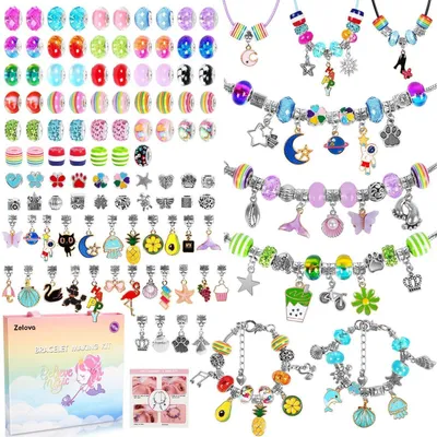 Produktbild von Schmuckbastelset für Kinder 150 Teile Armbänder Halsketten Basteln Mädchen ab 5 Jahren
