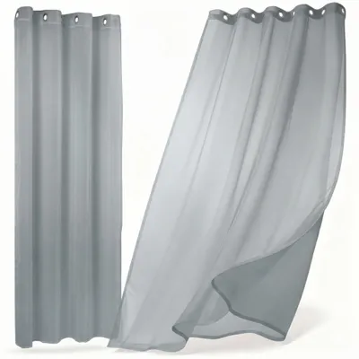 Image de Beautex Gardine Dolly, rideau transparent, disponible avec fixation à volants ou à œillets, dimensions et couleur au choix, 140x240 cm, gris