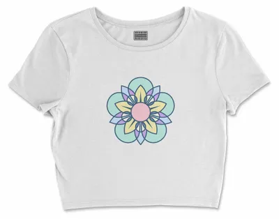 Immagine prodotto di Bona Basics, T-shirt crop basic stampato, donna, 100% cotone, bianco, casual