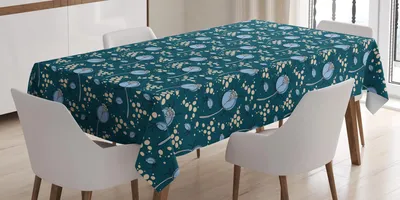 Obrázek produktu pro ABAKUHAUS Botanický ubrus, abstraktní botanický vzor s poupaty růží, 140 x 200 cm, modrozelená barva