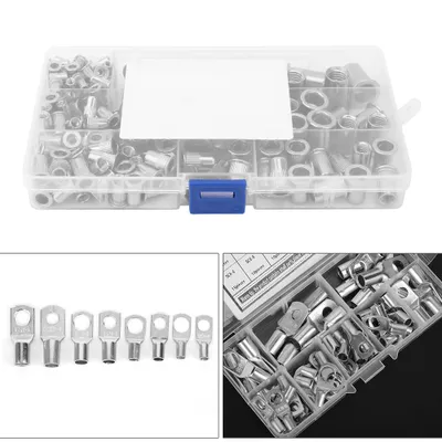 Imagen del producto de Conector de cobre para cables, terminal de cobre, conector de crimpado de cobre, terminal de cobre con revestimiento de estaño, suministros de ferretería