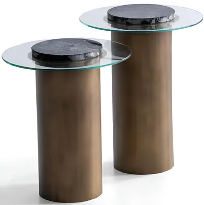 Produktbild von s 2er-Set Beistelltische mit Glasplatte und Marmor