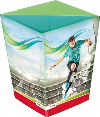 Produktbild von ROTH Papierkorb - Fußball-Star, Faltbarer Sport Papierkorb mit Trennsystem aus Pappe fürs Kinderzimmer