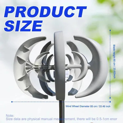 Obrázok produktu pre Vertikálna veterná turbína – generátor SR-5000 – 5000 W – 48 V – 5 lopatiek rotora – hybridný regulátor – spustenie pri rýchlosti vetra 1,5 m/s – hliníková zliatina – biela